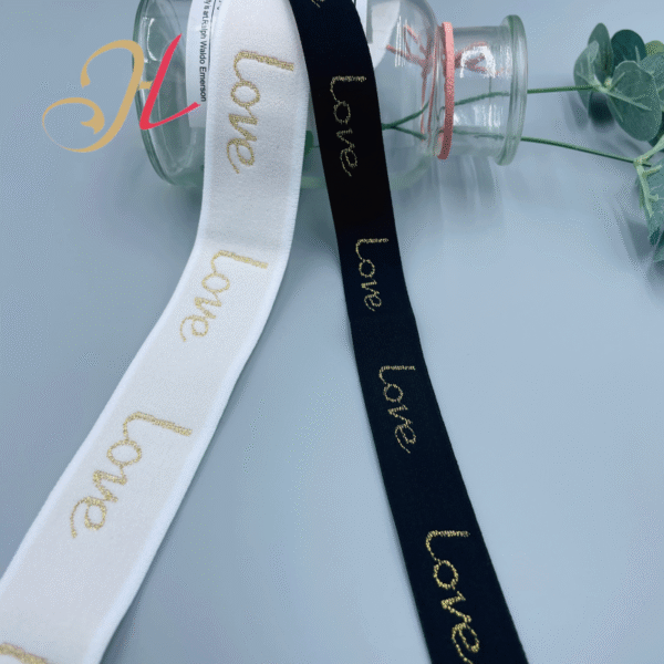Wholesale Price Embossed Gold Letter Jacquard Elastic Band Bra Elastic Strap Nylon Custom Jacquard Elastic