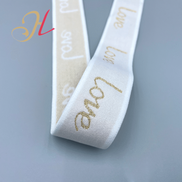 Wholesale Price Embossed Gold Letter Jacquard Elastic Band Bra Elastic Strap Nylon Custom Jacquard Elastic