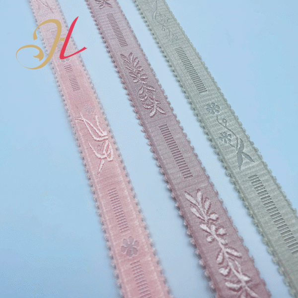 Customized Embossed Pattern Nylon Elastic Belt Non-slip Ladies Shoulder Straps Jacquard Underwear Elastics