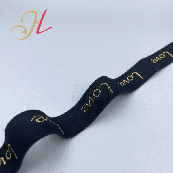 Wholesale Price Embossed Gold Letter Jacquard Elastic Band Bra Elastic Strap Nylon Custom Jacquard Elastic