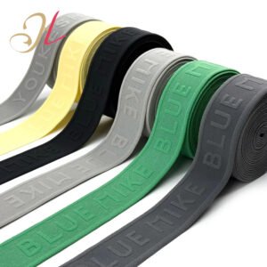 ODM/OEM Elastic Manufacture Custom High Quality 35mm Jacquard Embossed Woven Logo 3D Embossed Elastic Band