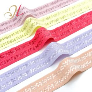 Shantou Elastic Manufacturer Customized Hot Sale Fold Over Shoulder Strap Jacquard Fold Over Elastic Band