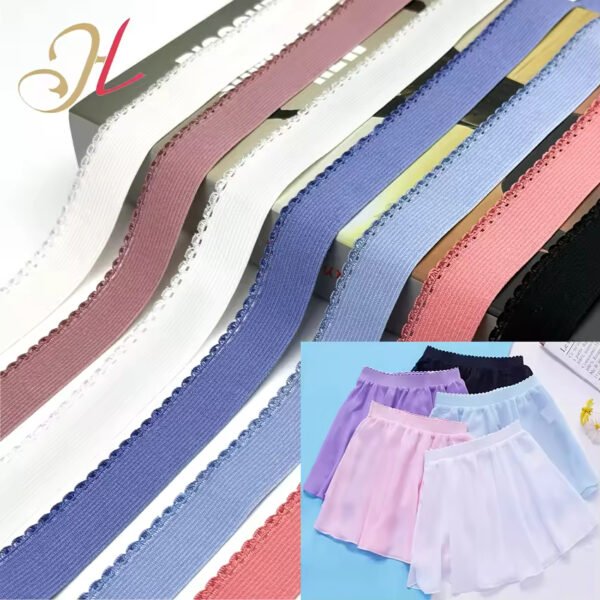 Shantou Elastic Factory Customizes 2.1cm Colored Light Fiber Crescent Lace Elastic Band