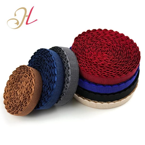 Shantou Elastic Factory Wholesale Customized Color 1.2cm Flat Crescent Polyester Elastic Band