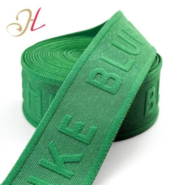 ODM/OEM Elastic Manufacture Custom High Quality 35mm Jacquard Embossed Woven Logo 3D Embossed Elastic Band