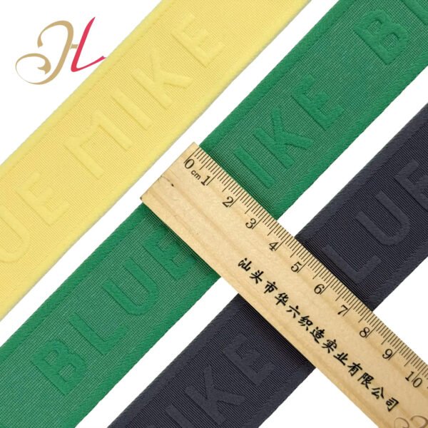 ODM/OEM Elastic Manufacture Custom High Quality 35mm Jacquard Embossed Woven Logo 3D Embossed Elastic Band