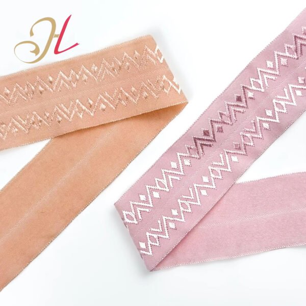 Main-06 Shantou Elastic Manufacturer Customized Hot Sale Fold Over Shoulder Strap Jacquard Fold Over Elastic Band