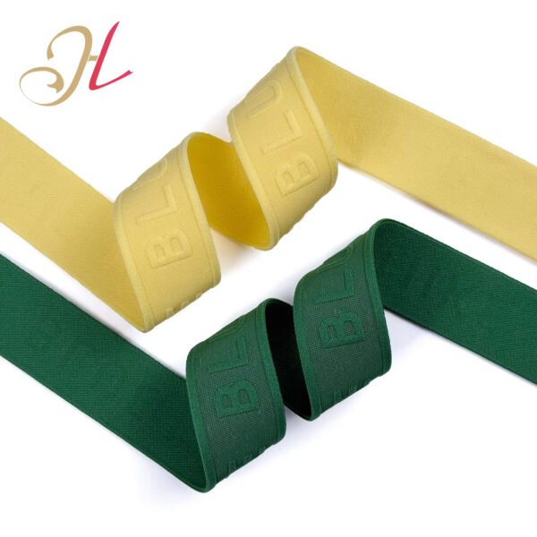 ODM/OEM Elastic Manufacture Custom High Quality 35mm Jacquard Embossed Woven Logo 3D Embossed Elastic Band