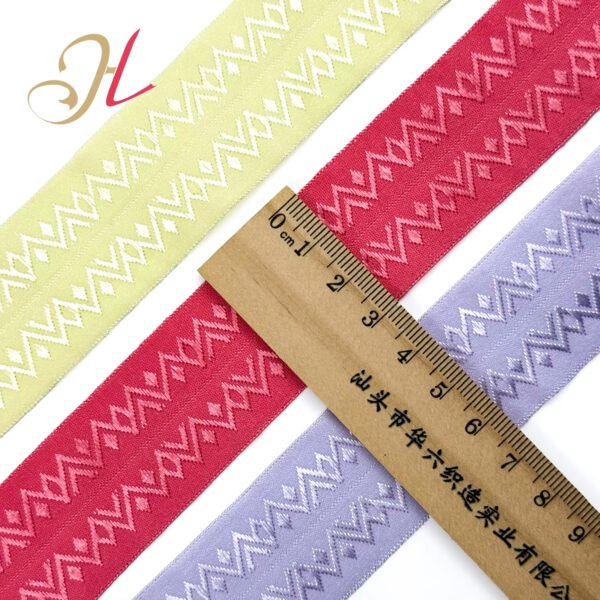 Main-07 Shantou Elastic Manufacturer Customized Hot Sale Fold Over Shoulder Strap Jacquard Fold Over Elastic Band