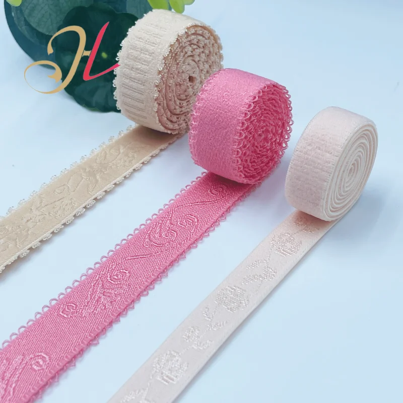 lace trim elastic bra shoulder strap, jacquard elastic webbing for lingerie